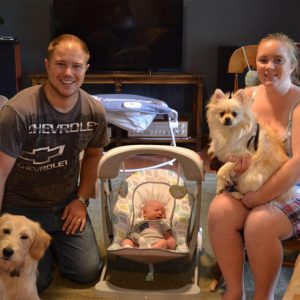 Ben and Rachel Dietrich with baby and dogs