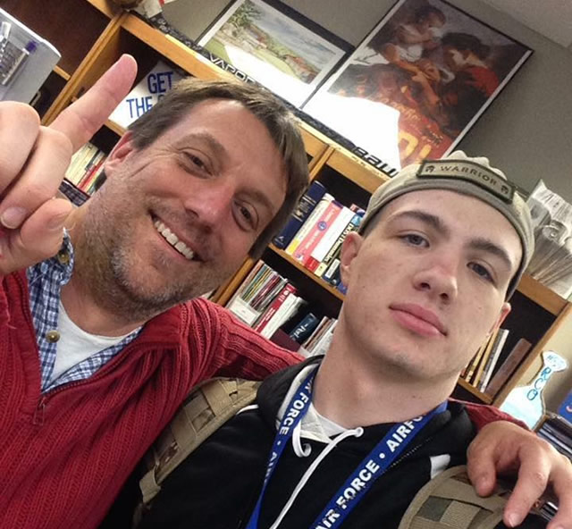 Justin Kelly with KJS Library Director, Marc Boucher