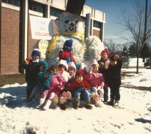 1990 Snowman Before Burn with children