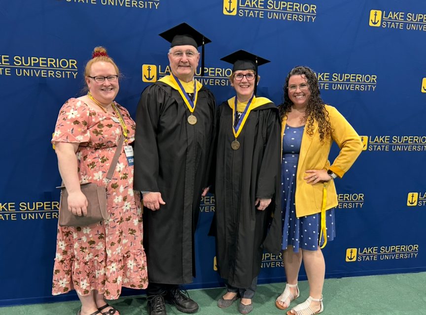 Alumni Board members - Brittany Barrett '14 & '17, Alex Bozymowski '75, Cindy Gallaway '75 and Katelynn Coon '10