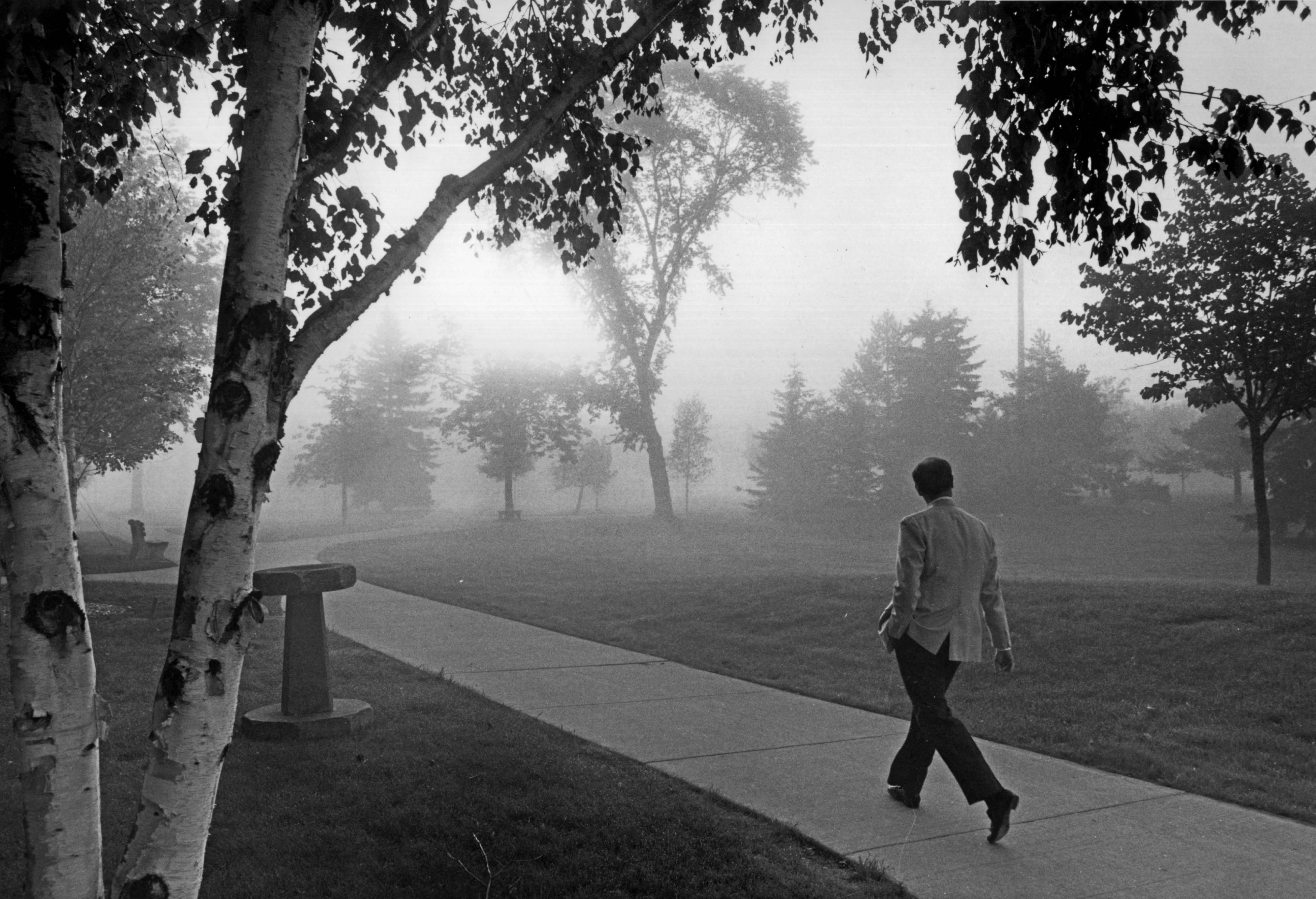 Harry Pike Walking on Campus